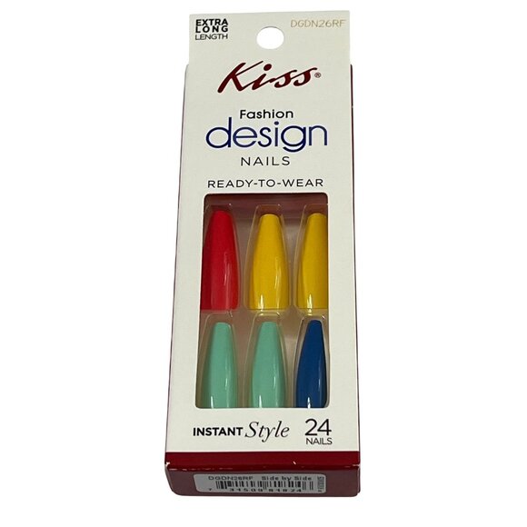 KISS Extra Long Colorful Press On Nails Set • 24 Count • New - Picture 1 of 3